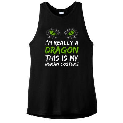 Im Really A Dragon This Is My Human Costume Ladies PosiCharge Tri-Blend Wicking Tank