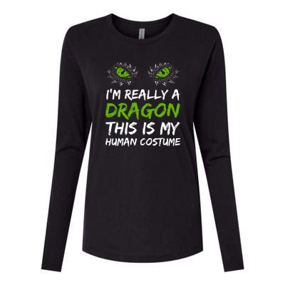 Im Really A Dragon This Is My Human Costume Womens Cotton Relaxed Long Sleeve T-Shirt