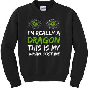 Im Really A Dragon This Is My Human Costume Kids Sweatshirt