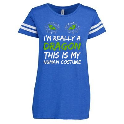 Im Really A Dragon This Is My Human Costume Enza Ladies Jersey Football T-Shirt