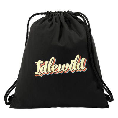 Idlewild Retro Art Baseball Font Vintage Drawstring Bag