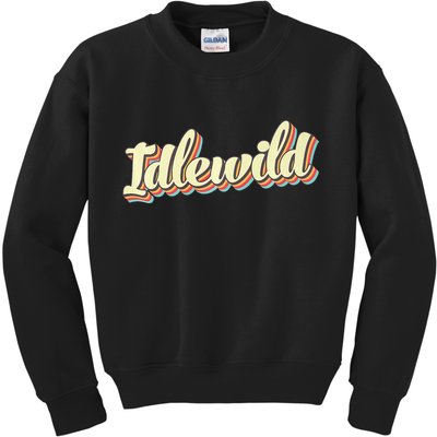 Idlewild Retro Art Baseball Font Vintage Kids Sweatshirt