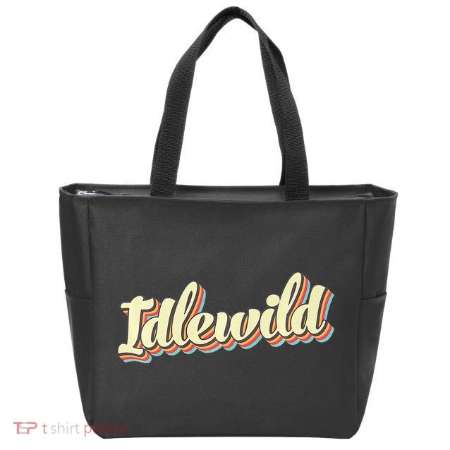 Idlewild Retro Art Baseball Font Vintage Zip Tote Bag