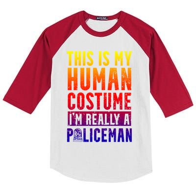 I'm Really A Policeman Police Officer Law Enforcement Gift Kids Colorblock Raglan Jersey