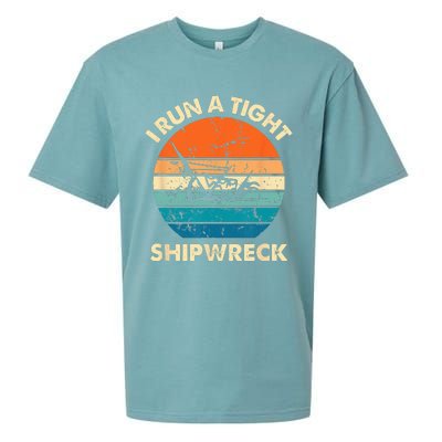 I Run A Tight Shipwreck Funny Vintage Mom Dad Quote Sueded Cloud Jersey T-Shirt