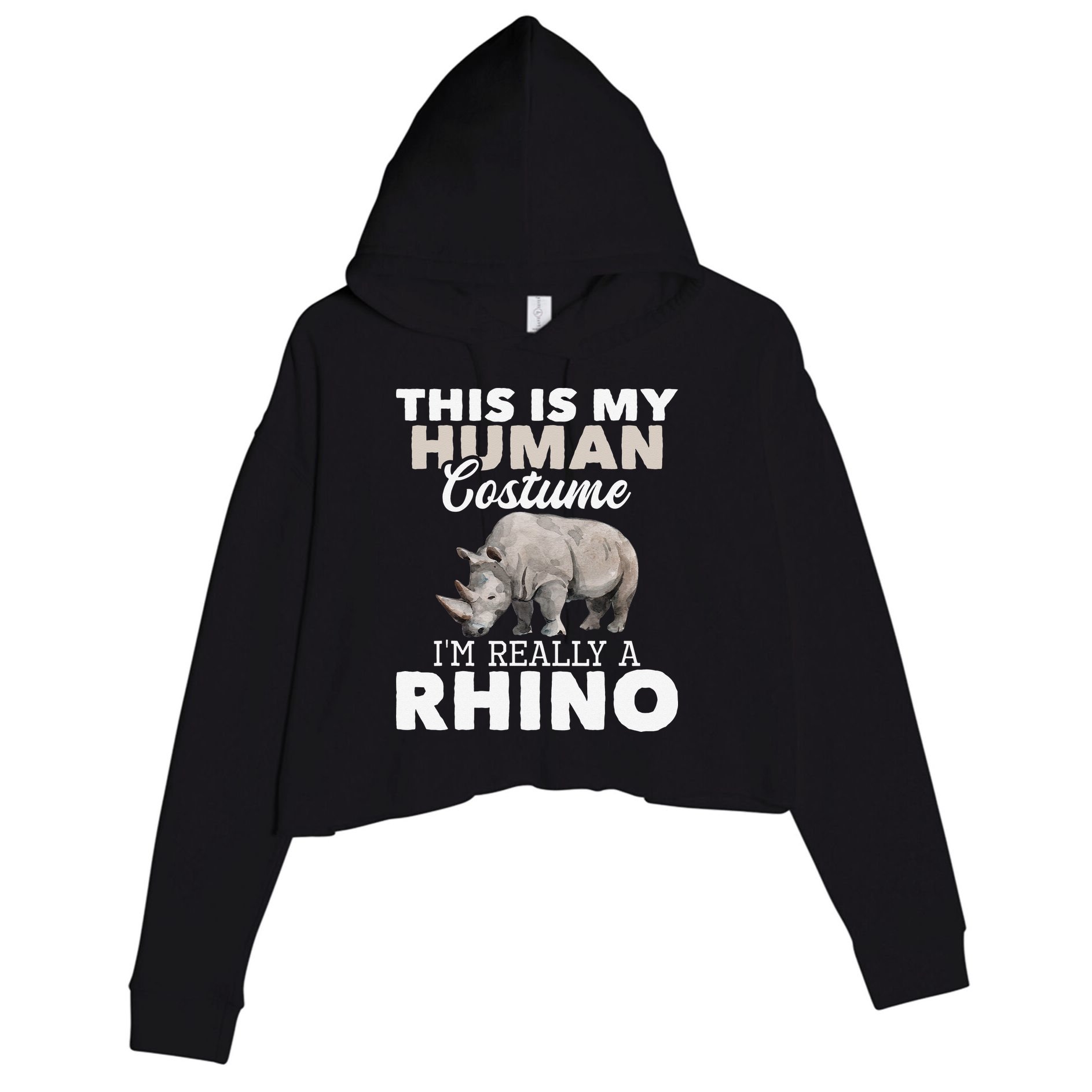 I'm Really A Rhino Rhinoceros Zoology Safari Animal Lover Crop Fleece Hoodie