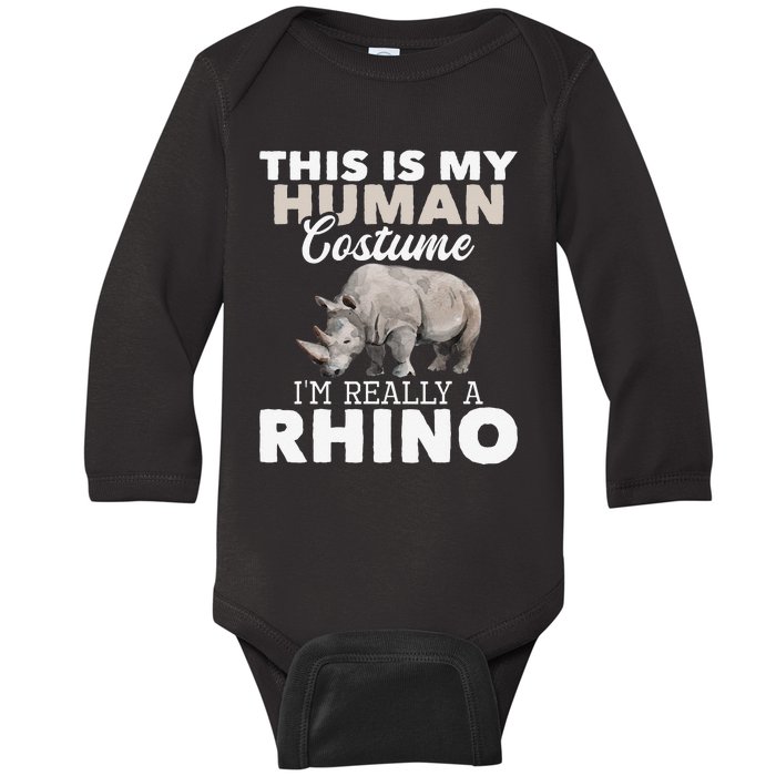 I'm Really A Rhino Rhinoceros Zoology Safari Animal Lover Baby Long Sleeve Bodysuit