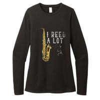 I Reed A Lot Funny Saxophonist Gift Jazz Music Saxophone Womens CVC Long Sleeve Shirt