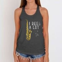 I Reed A Lot Funny Saxophonist Gift Jazz Music Saxophone Women's Knotted Racerback Tank