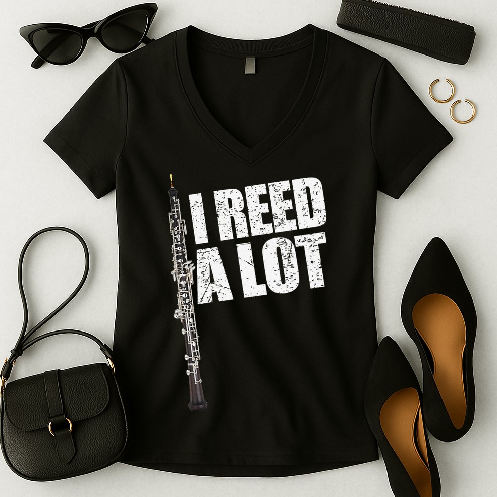 I Reed A Lot Oboe Player Funny Oboes Music Gift Women's V-Neck T-Shirt