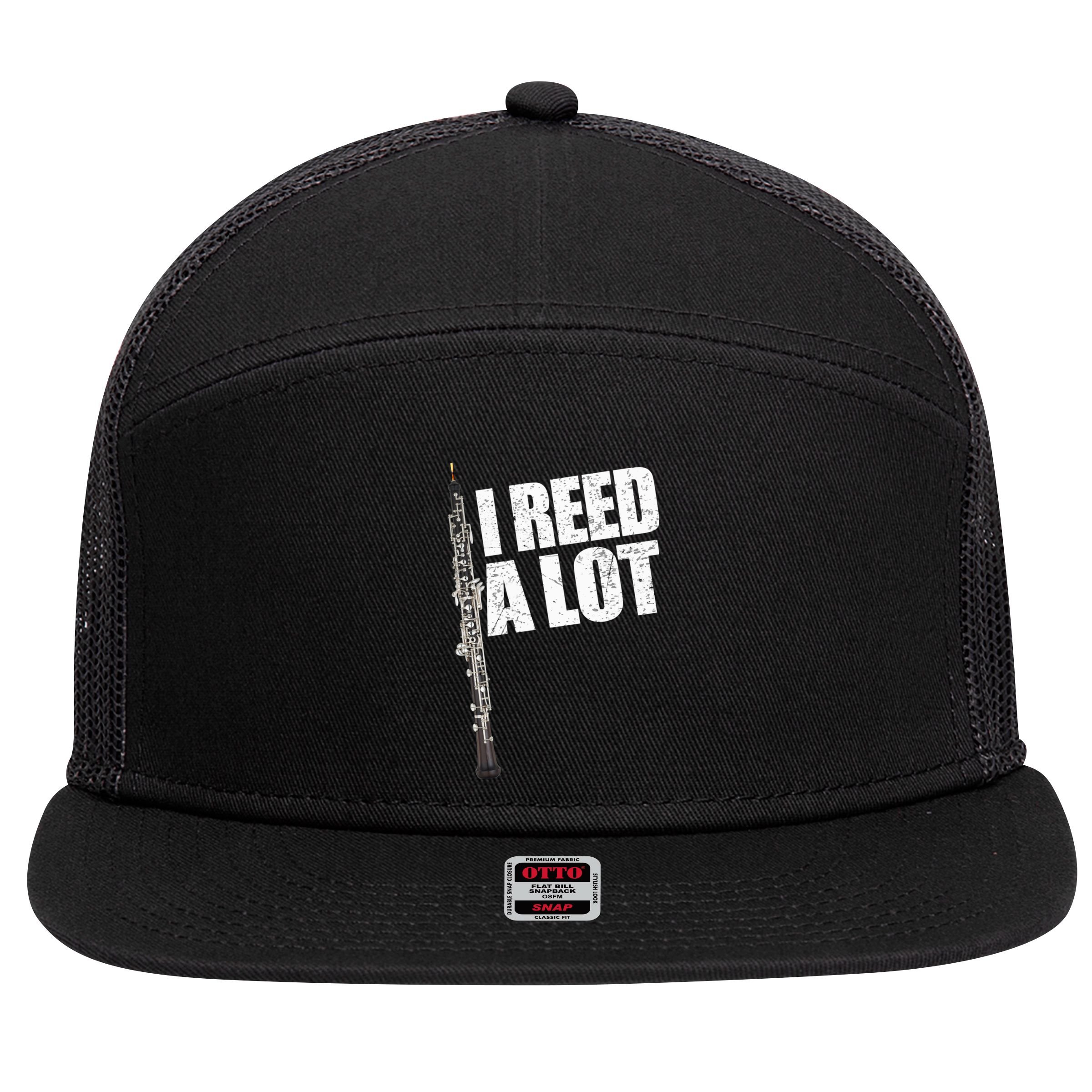 I Reed A Lot Oboe Player Funny Oboes Music Gift 7 Panel Mesh Trucker Snapback Hat