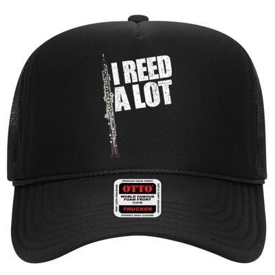 I Reed A Lot Oboe Player Funny Oboes Music Gift High Crown Mesh Back Trucker Hat