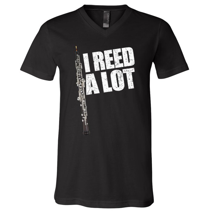 I Reed A Lot Oboe Player Funny Oboes Music Gift V-Neck T-Shirt