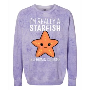 Im Really A Starfish In A Human Costume Halloween Funny Colorblast Crewneck Sweatshirt