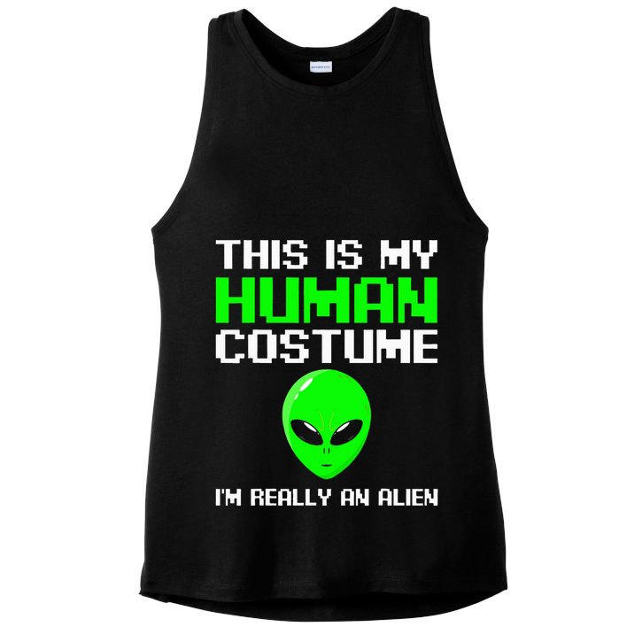 I’m Really An Alien Costume Scary Weird Halloween Ladies PosiCharge Tri-Blend Wicking Tank