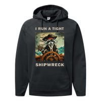 I Run A Tight Shipwreck Funny Raccoon Vintage Performance Fleece Hoodie