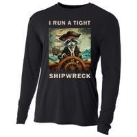 I Run A Tight Shipwreck Funny Raccoon Vintage Cooling Performance Long Sleeve Crew