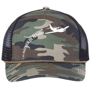 Id Rather Be Flying Airplane Pilot Retro Rope Trucker Hat Cap