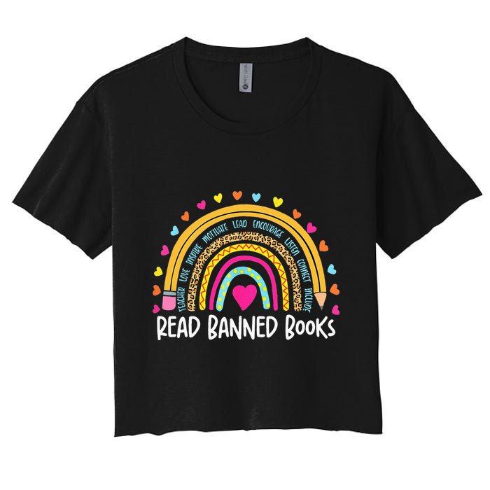 I Read Banned Books Rainbow Readers Reading Gift Women's Crop Top Tee