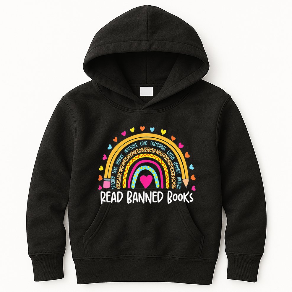 I Read Banned Books Rainbow Readers Reading Gift Kids Hoodie