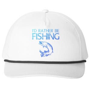 ID Rather Be Fishing Funny Gift Fisher Gift Snapback Five-Panel Rope Hat