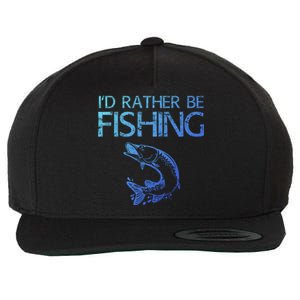 ID Rather Be Fishing Funny Gift Fisher Gift Wool Snapback Cap