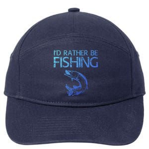 ID Rather Be Fishing Funny Gift Fisher Gift 7-Panel Snapback Hat