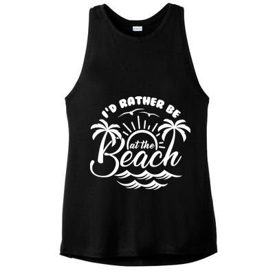 I'd Rather Be At The Beach Vacation Ladies PosiCharge Tri-Blend Wicking Tank