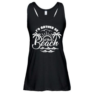 I'd Rather Be At The Beach Vacation Ladies Essential Flowy Tank