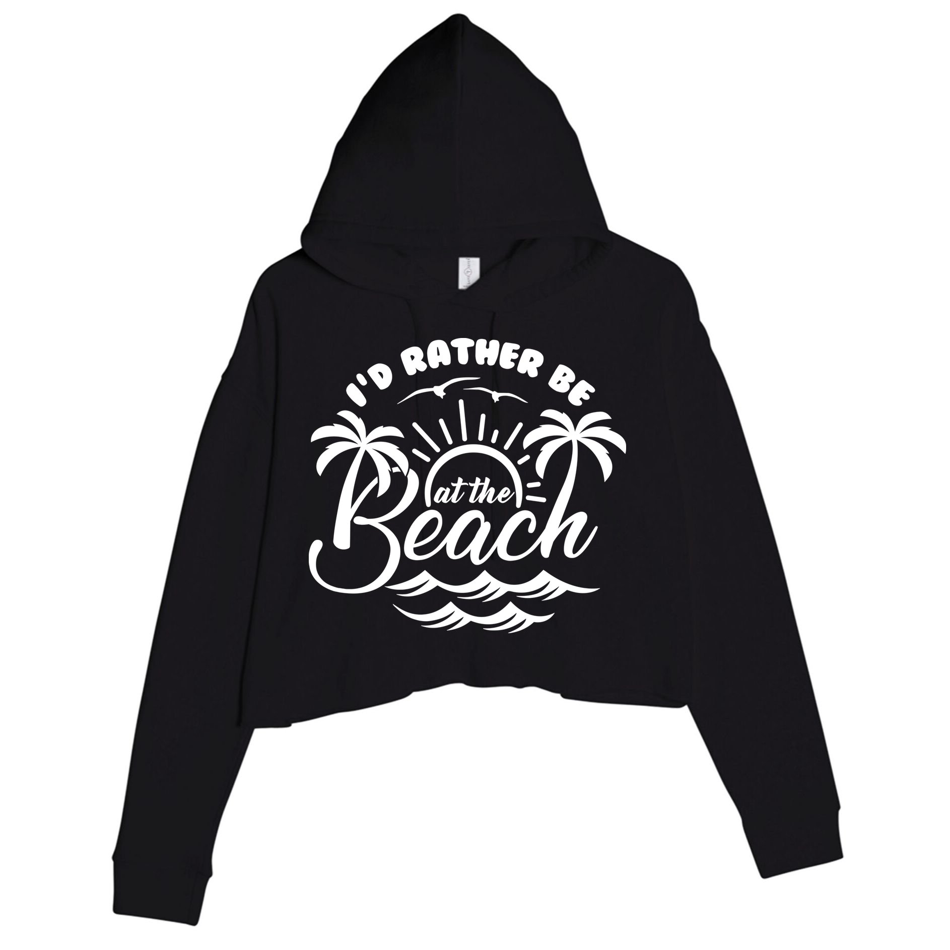 I'd Rather Be At The Beach Vacation Crop Fleece Hoodie