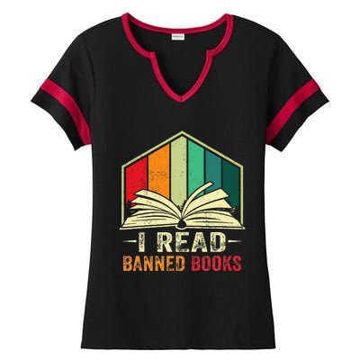 I Read Banned Books Week Librarian Freedom Reader Nerd Ladies Halftime Notch Neck Tee