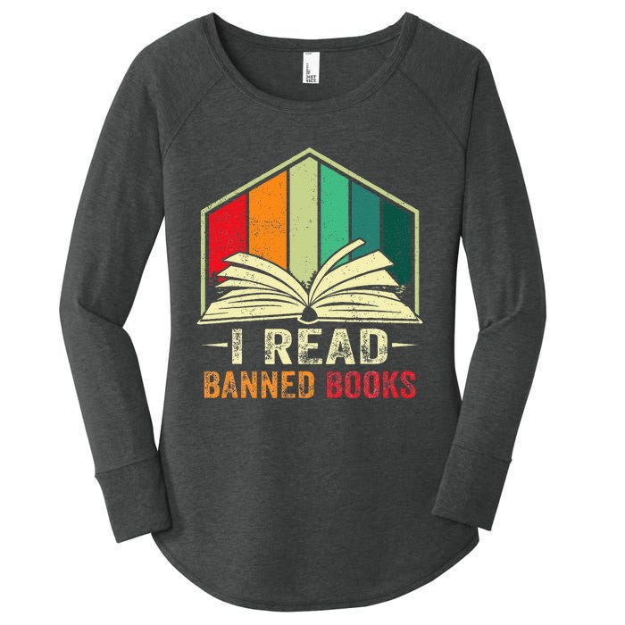 I Read Banned Books Week Librarian Freedom Reader Nerd Women's Perfect Tri Tunic Long Sleeve Shirt