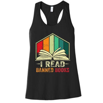 I Read Banned Books Week Librarian Freedom Reader Nerd Women's Racerback Tank