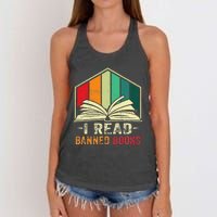 I Read Banned Books Week Librarian Freedom Reader Nerd Women's Knotted Racerback Tank