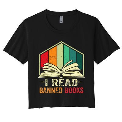 I Read Banned Books Week Librarian Freedom Reader Nerd Women's Crop Top Tee