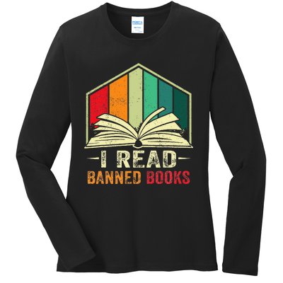 I Read Banned Books Week Librarian Freedom Reader Nerd Ladies Long Sleeve Shirt