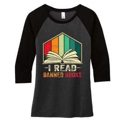 I Read Banned Books Week Librarian Freedom Reader Nerd Women's Tri-Blend 3/4-Sleeve Raglan Shirt