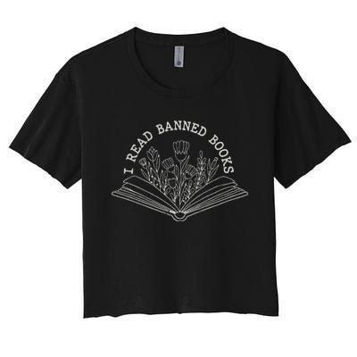 I Read Banned Books Week Librarian Reader Ban Books Women's Crop Top Tee