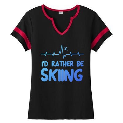 Id Rather Be Skiing Skier Gift Ladies Halftime Notch Neck Tee