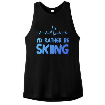 Id Rather Be Skiing Skier Gift Ladies PosiCharge Tri-Blend Wicking Tank