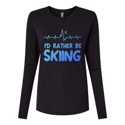 Id Rather Be Skiing Skier Gift Womens Cotton Relaxed Long Sleeve T-Shirt