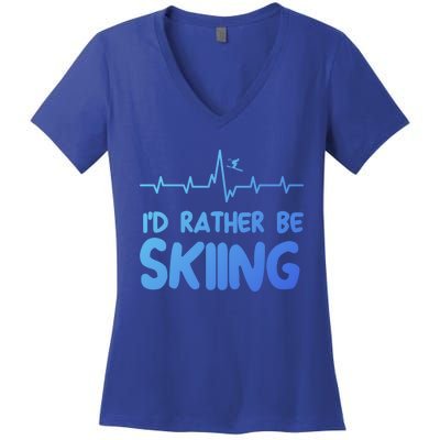 Id Rather Be Skiing Skier Gift Women's V-Neck T-Shirt