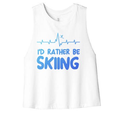 Id Rather Be Skiing Skier Gift Women's Racerback Cropped Tank