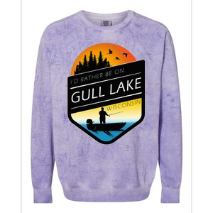 ID Rather Be On Gull Lake Wisconsin Sunset Fishing Colorblast Crewneck Sweatshirt