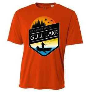 ID Rather Be On Gull Lake Wisconsin Sunset Fishing Cooling Performance Crew T-Shirt