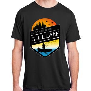 ID Rather Be On Gull Lake Wisconsin Sunset Fishing Adult ChromaSoft Performance T-Shirt