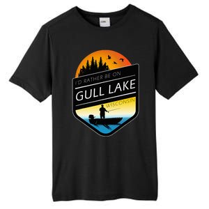 ID Rather Be On Gull Lake Wisconsin Sunset Fishing Tall Fusion ChromaSoft Performance T-Shirt