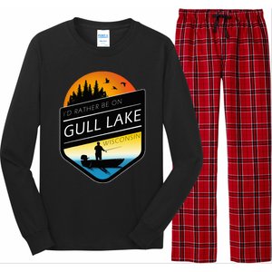 ID Rather Be On Gull Lake Wisconsin Sunset Fishing Long Sleeve Pajama Set