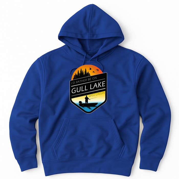 ID Rather Be On Gull Lake Wisconsin Sunset Fishing Hoodie