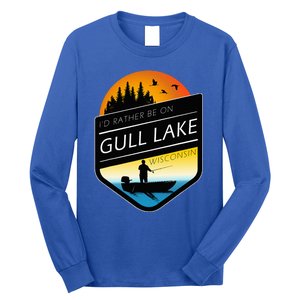 ID Rather Be On Gull Lake Wisconsin Sunset Fishing Long Sleeve Shirt